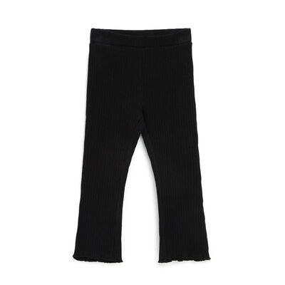 Girls Black Solid Leggings